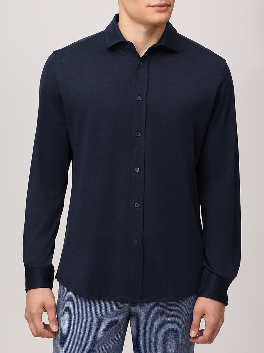 Рубашка Regular Fit из шелка и хлопка COLOMBO TS00405/-/M0146-J0/43276 Синий  Фото 4