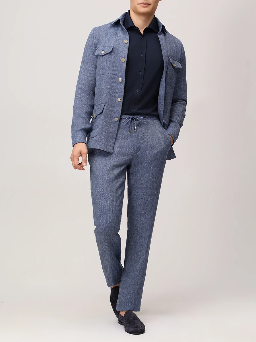 Рубашка Regular Fit из шелка и хлопка COLOMBO TS00405/-/M0146-J0/43276 Синий  Фото 2