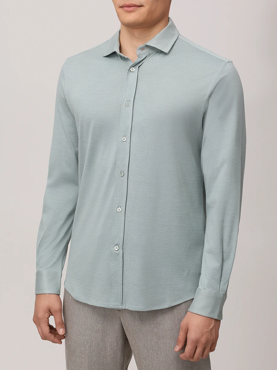 Рубашка Regular Fit из шелка и хлопка COLOMBO TS00405/-/M0146-J0/60110 Мятный  Фото 4