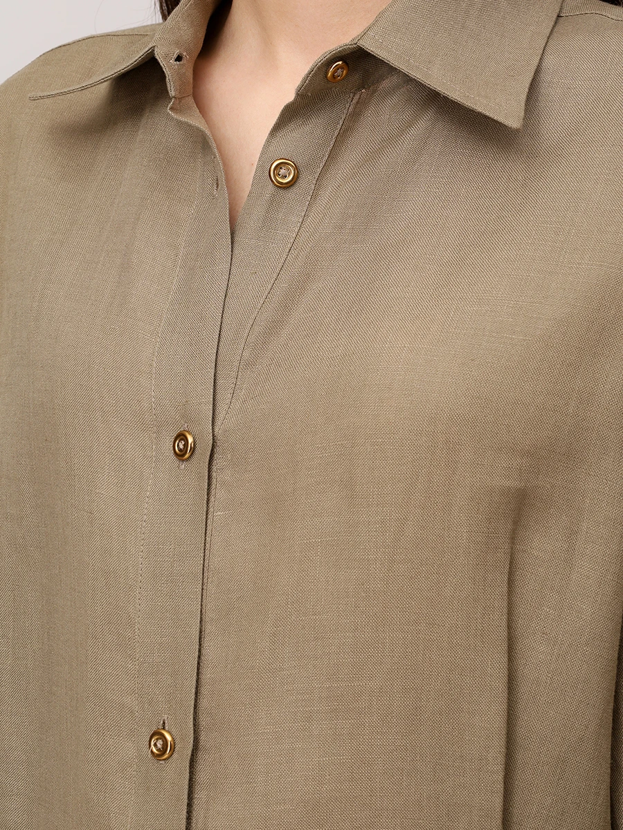 Платье льняное BARBA PE25-01 46002 3 Хаки  Фото 5