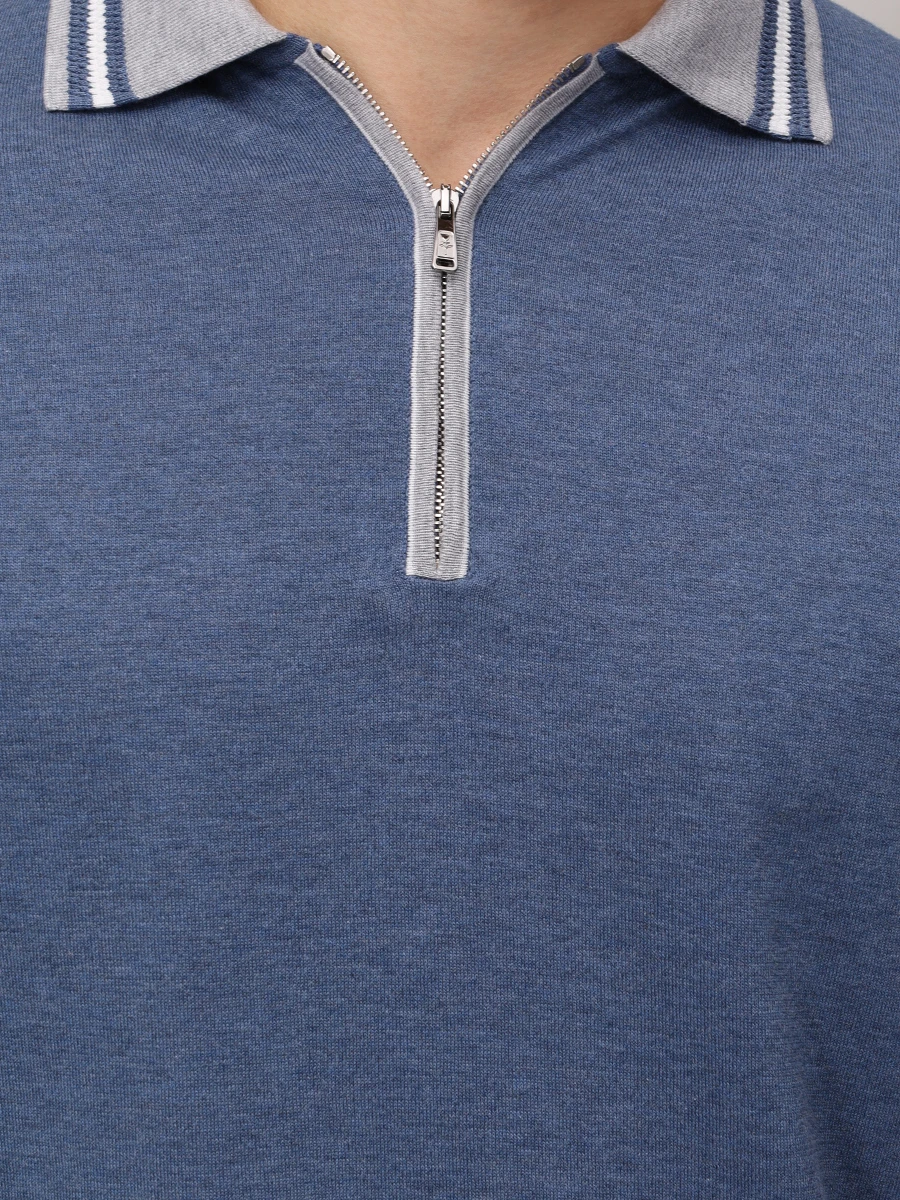 Поло хлопковое FIORONI CASHMERE MK30262C1 0002 4X1 Голубой  Фото 5