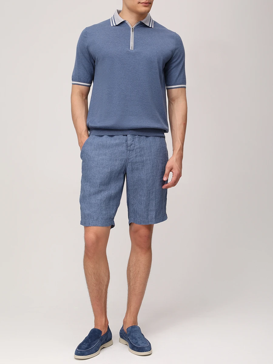 Поло хлопковое FIORONI CASHMERE MK30262C1 0002 4X1 Голубой  Фото 2