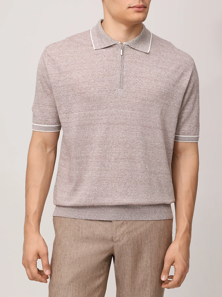 

Поло изо льна и хлопка, Бежевый, 93/1749 AW