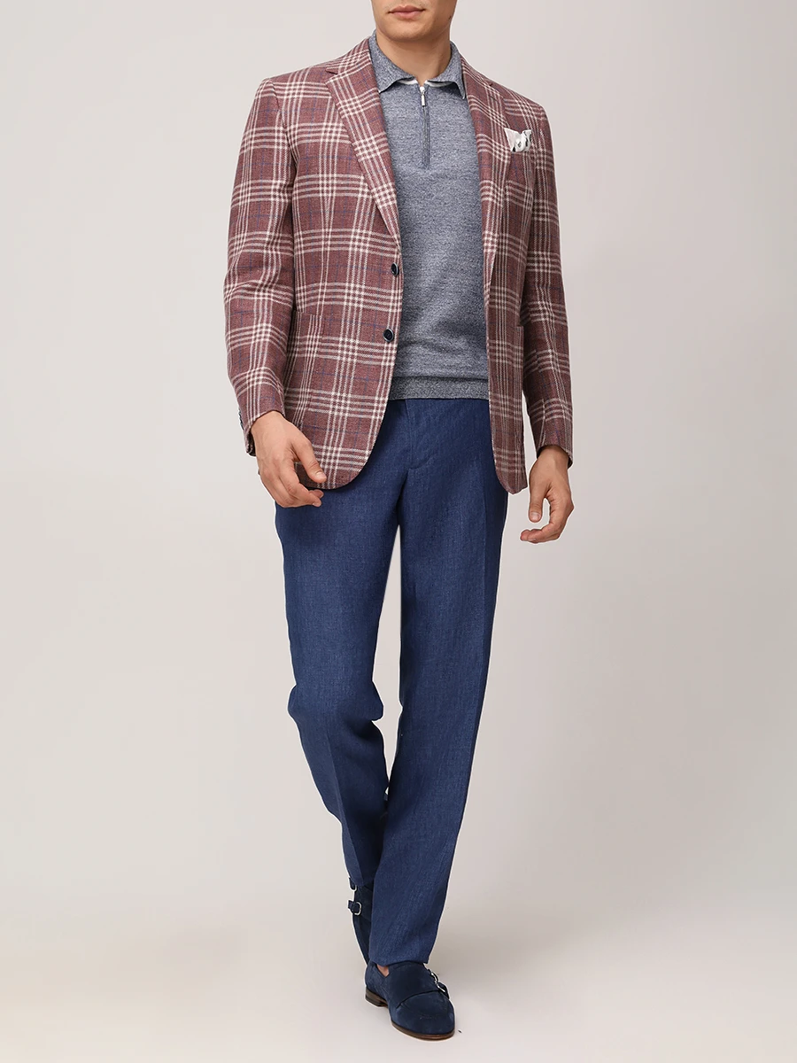 Поло изо льна и хлопка CASTANGIA 93/1749 AW Голубой  Фото 2