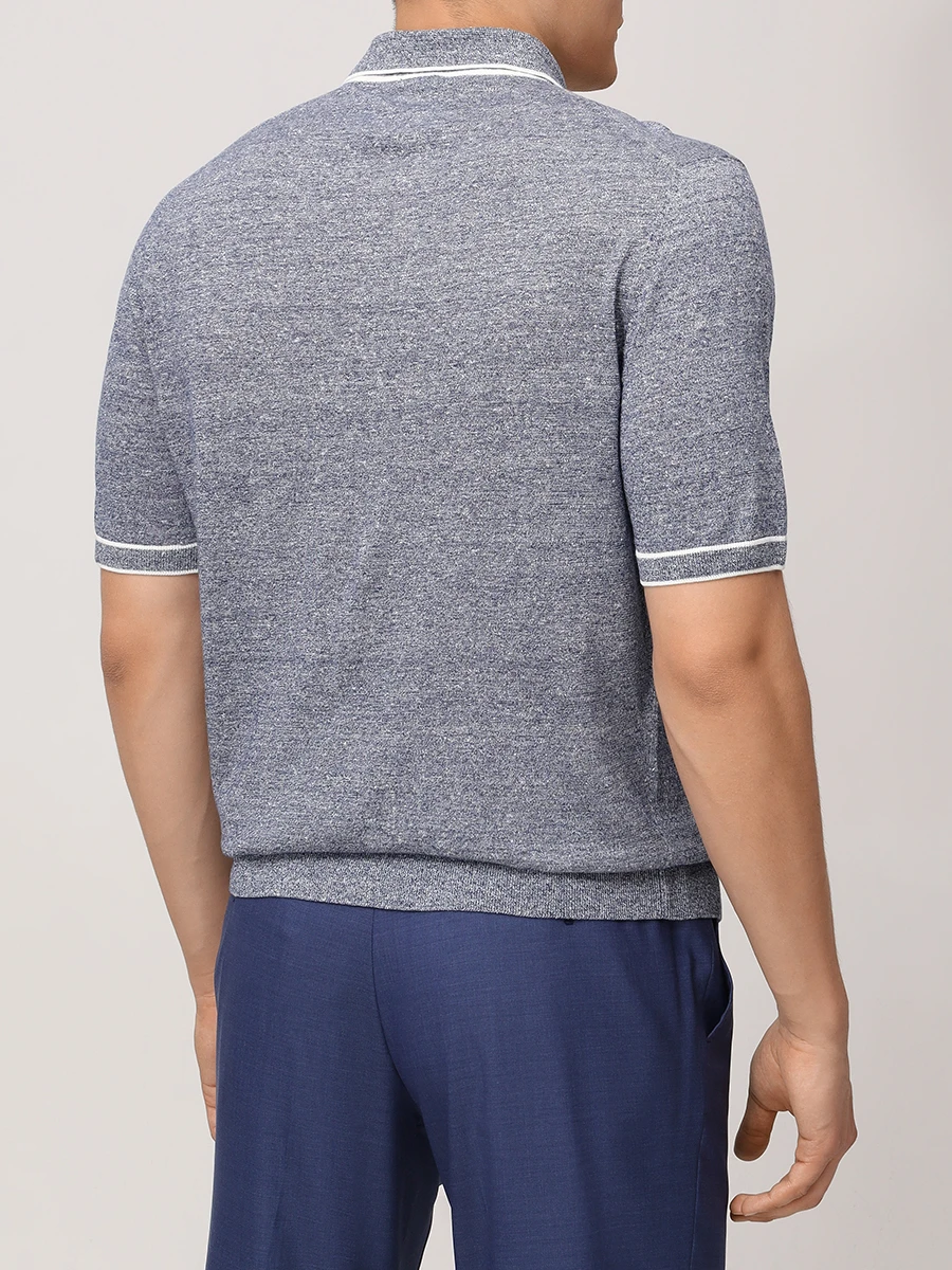 Поло изо льна и хлопка CASTANGIA 93/1749 AW Голубой  Фото 3