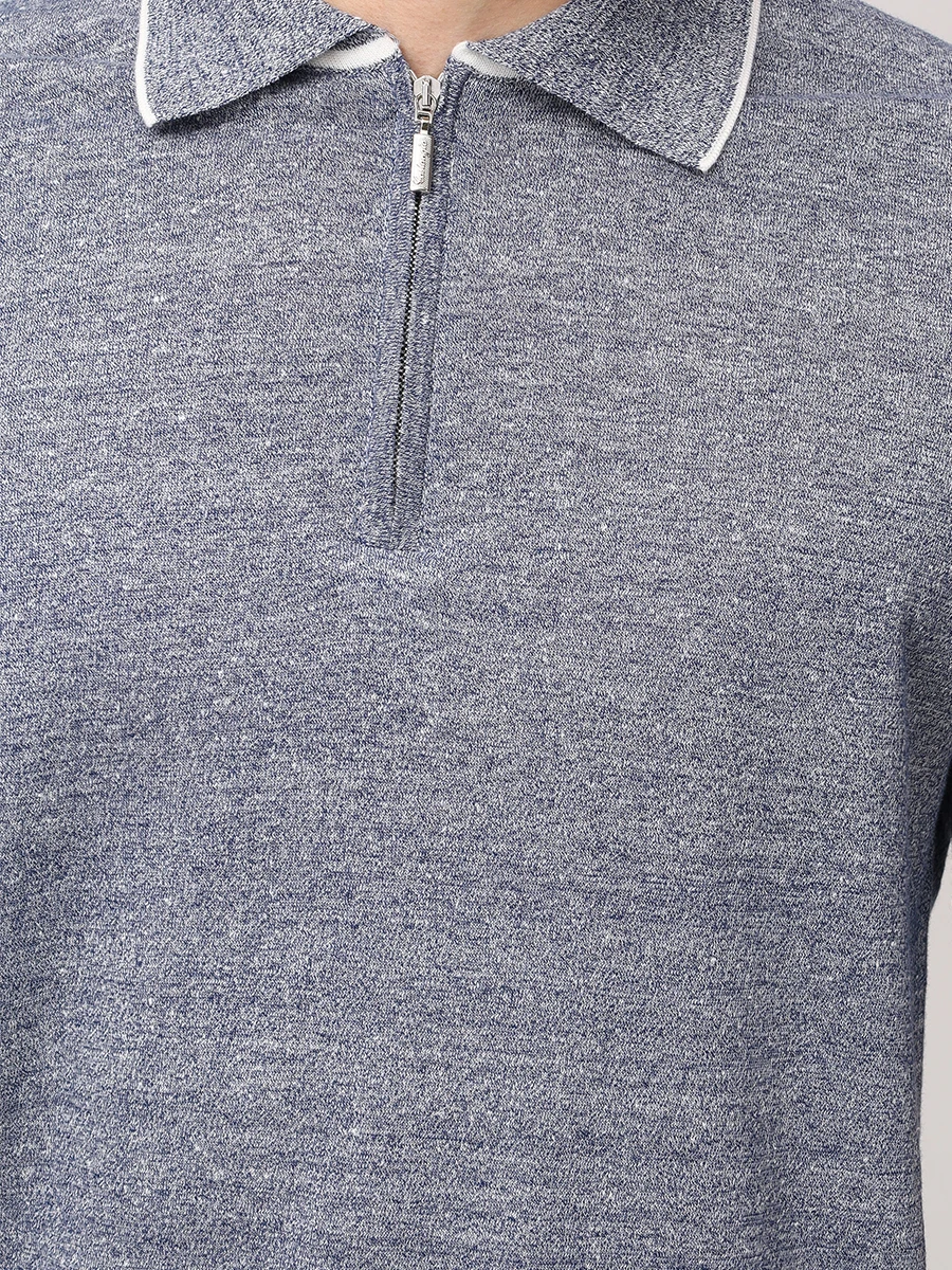 Поло изо льна и хлопка CASTANGIA 93/1749 AW Голубой  Фото 5