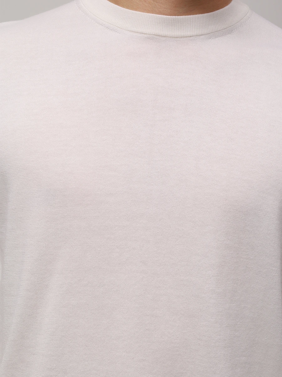 Джемпер из хлопка и кашемира FIORONI CASHMERE MK30650A1 0001 N1 Кремовый  Фото 5