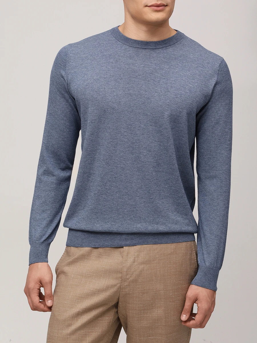 Джемпер из хлопка и кашемира FIORONI CASHMERE MK30650A1 0009 N9 Деним  Фото 4