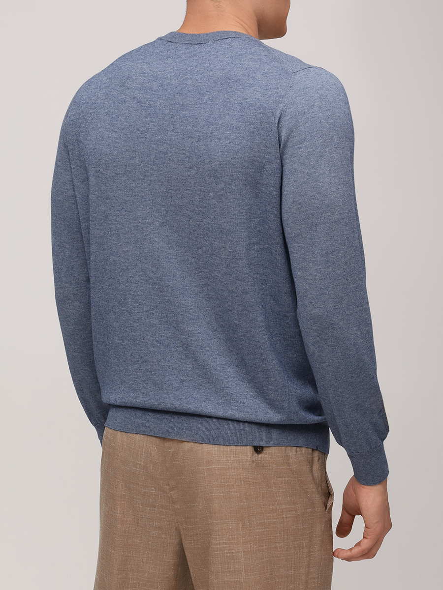 Джемпер из хлопка и кашемира FIORONI CASHMERE MK30650A1 0009 N9 Деним  Фото 3