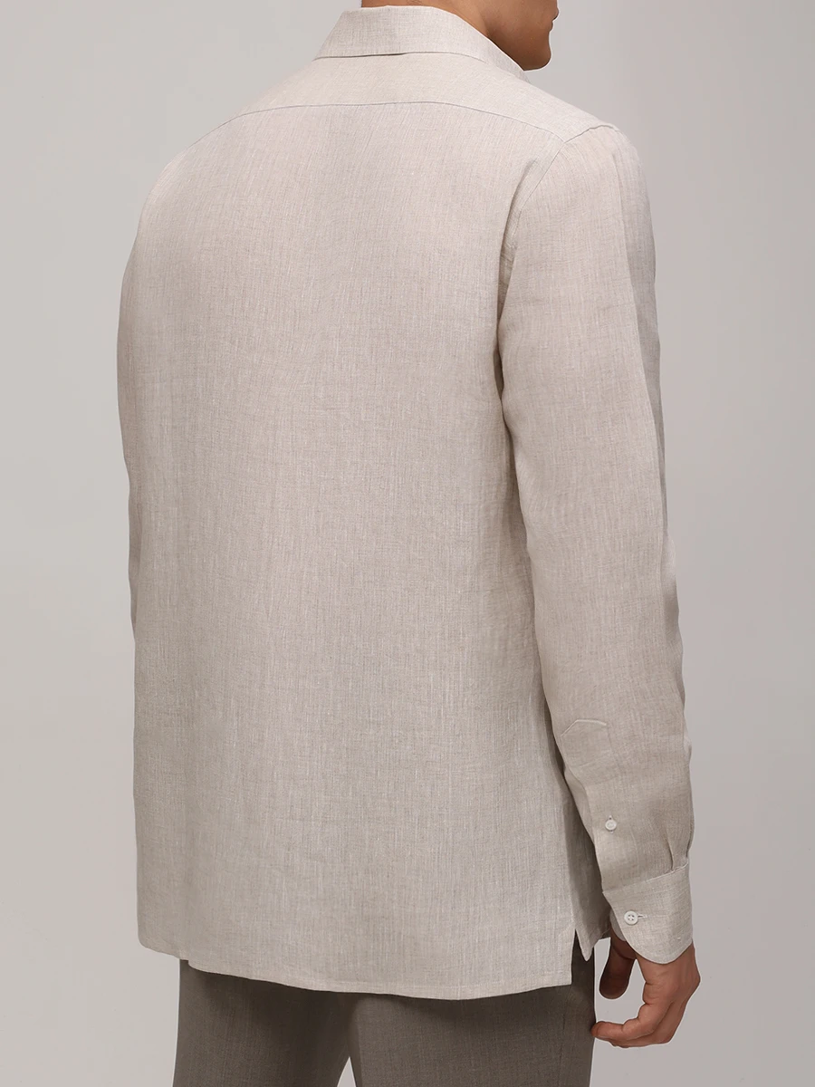 Рубашка Regular Fit льняная FIORONI CASHMERE MCAM500T26 0007 200B Бежевый  Фото 3