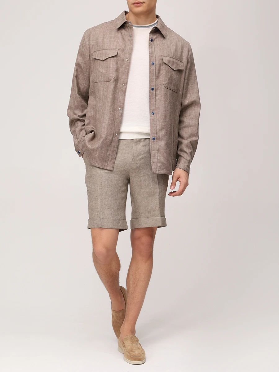 Шорты льняные FIORONI CASHMERE MPT802T22 0002 502/12 Бежевый  Фото 2