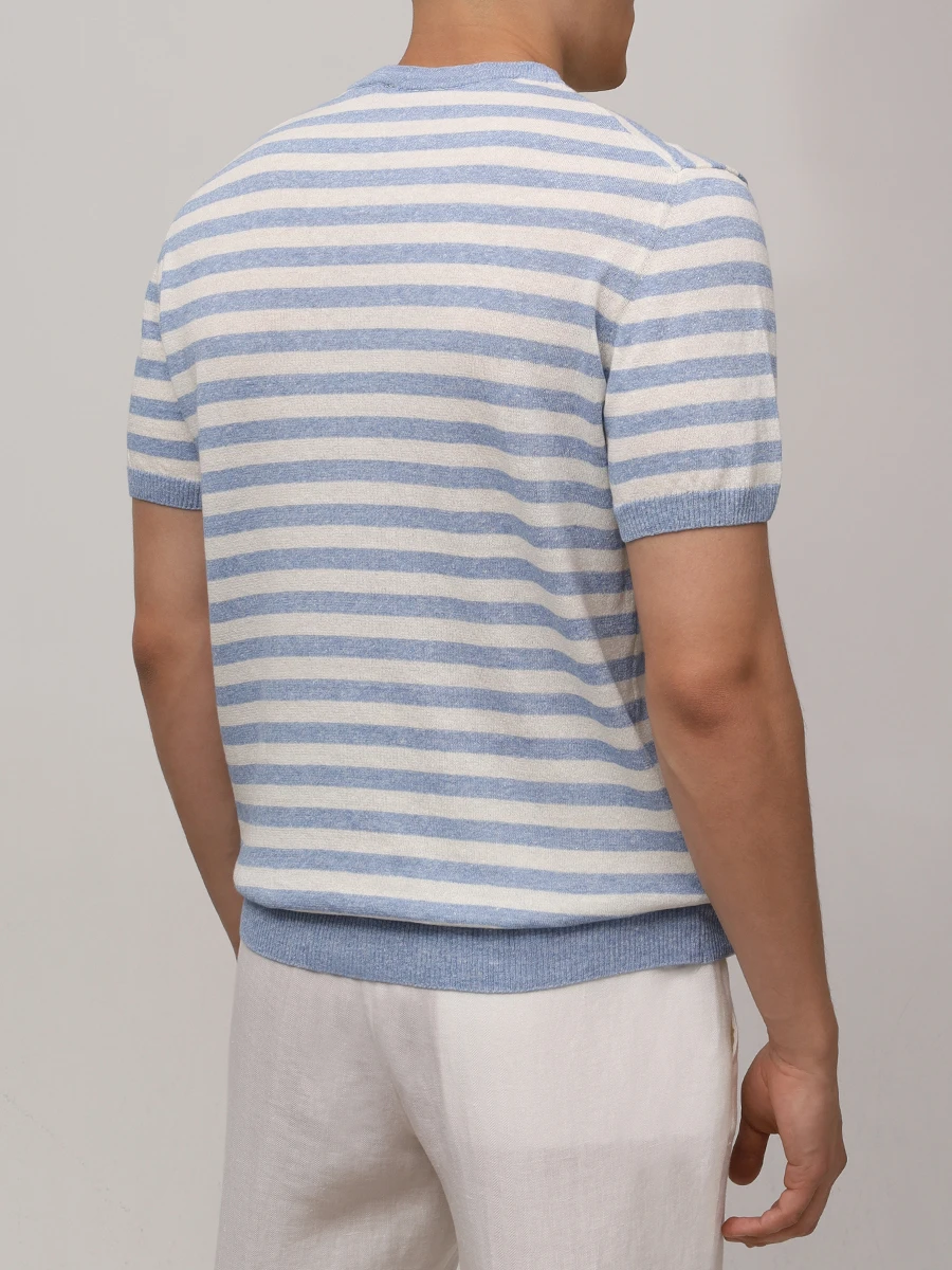 Футболка изо льна и хлопка DANIELE FIESOLI 5275/26 Голубой  Фото 3