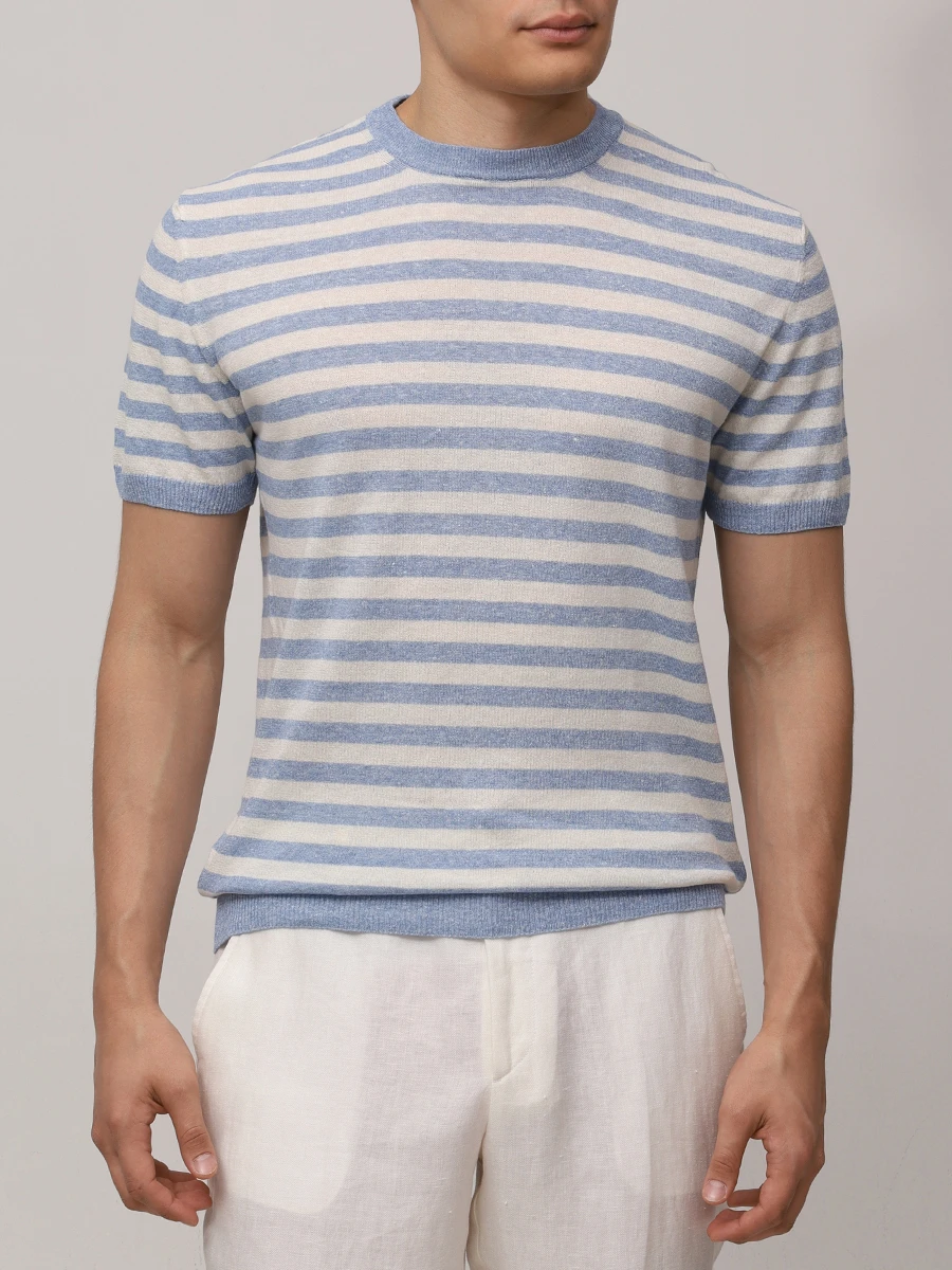 Футболка изо льна и хлопка DANIELE FIESOLI 5275/26 Голубой  Фото 4