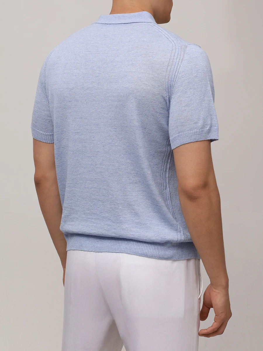 Поло изо льна и хлопка DANIELE FIESOLI 2076/19 Голубой  Фото 3