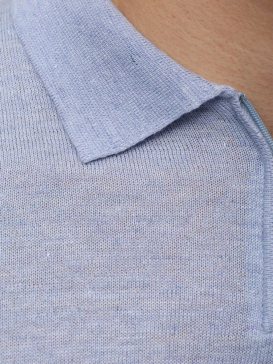 Поло изо льна и хлопка DANIELE FIESOLI 2076/19 Голубой  Фото 6