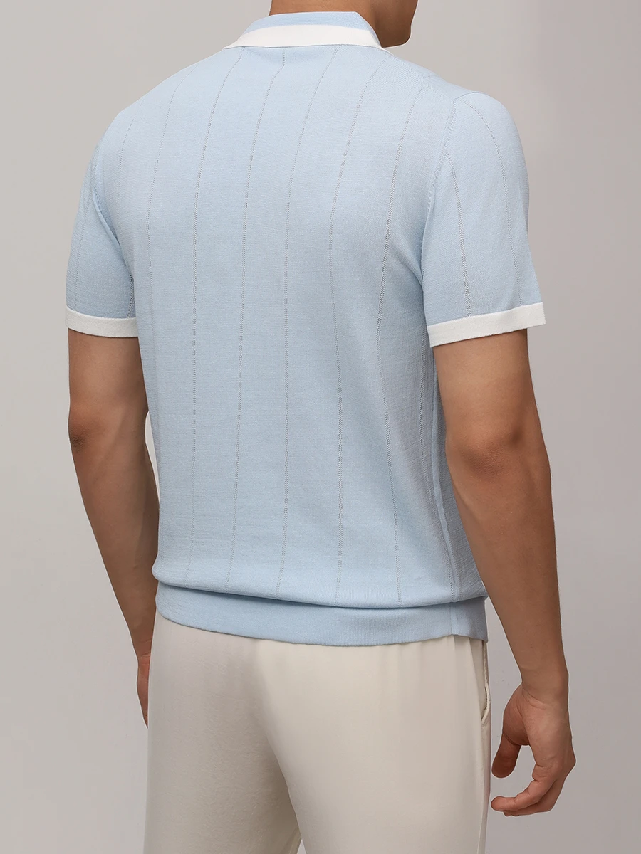 Поло хлопковое DANIELE FIESOLI 0427/19 Голубой  Фото 3