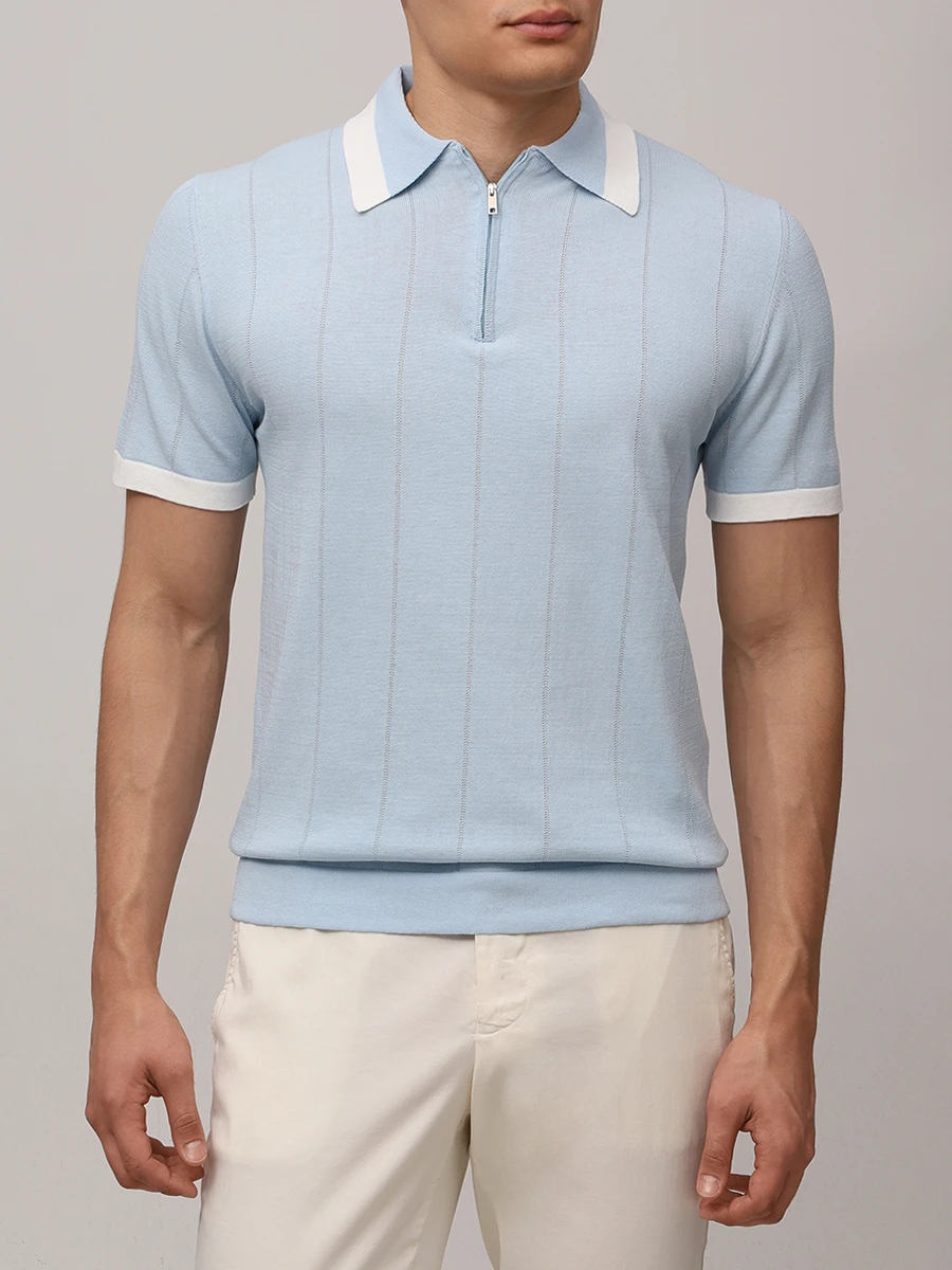 Поло хлопковое DANIELE FIESOLI 0427/19 Голубой  Фото 4