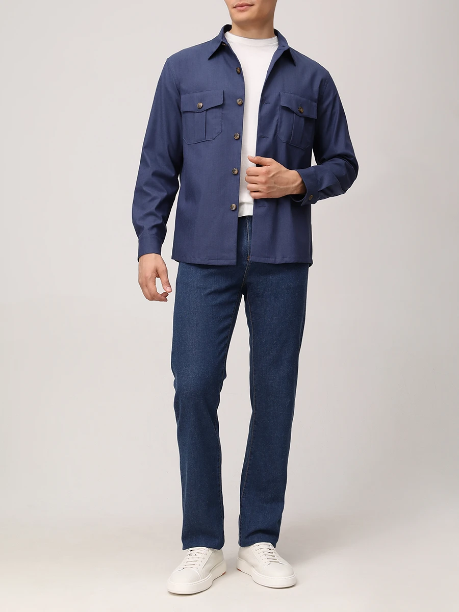 Джинсы Regular Fit из хлопка и лиоцелла CANALI PD01349/91719/302 Синий  Фото 2