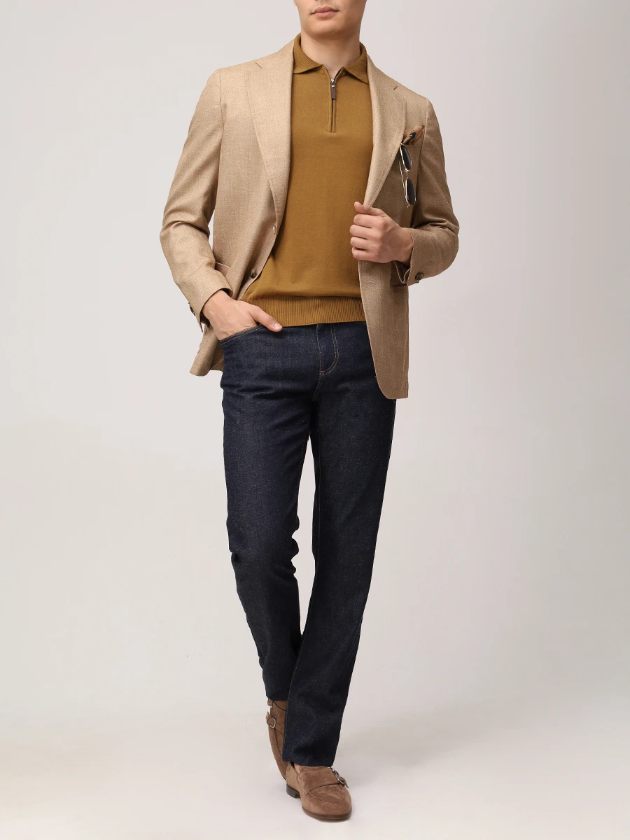Джинсы Regular Fit из хлопка и лиоцелла CANALI PD01349/91719/301 Темно- Синий  Фото 2