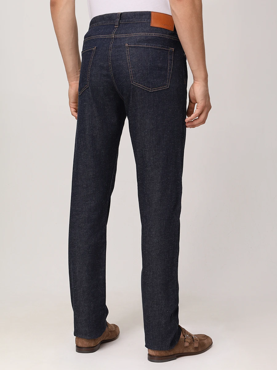 Джинсы Regular Fit из хлопка и лиоцелла CANALI PD01349/91719/301 Темно- Синий  Фото 3