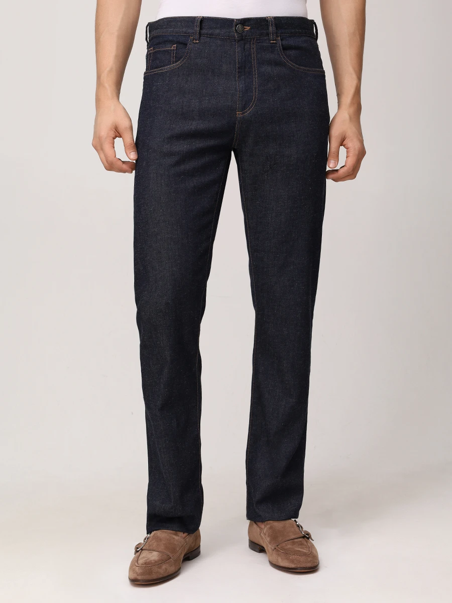 Джинсы Regular Fit из хлопка и лиоцелла CANALI PD01349/91719/301 Темно- Синий  Фото 4