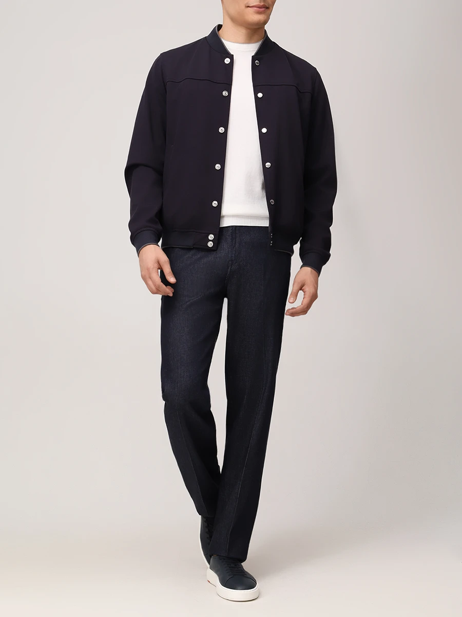 Джинсы Regular Fit из хлопка и лиоцелла CANALI PX01198/91737/301 Темно- Синий  Фото 2