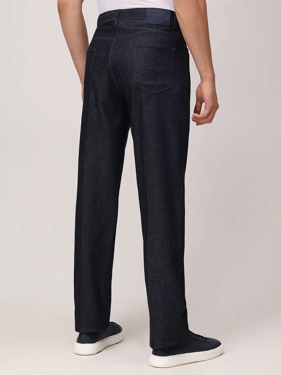 Джинсы Regular Fit из хлопка и лиоцелла CANALI PX01198/91737/301 Темно- Синий  Фото 3