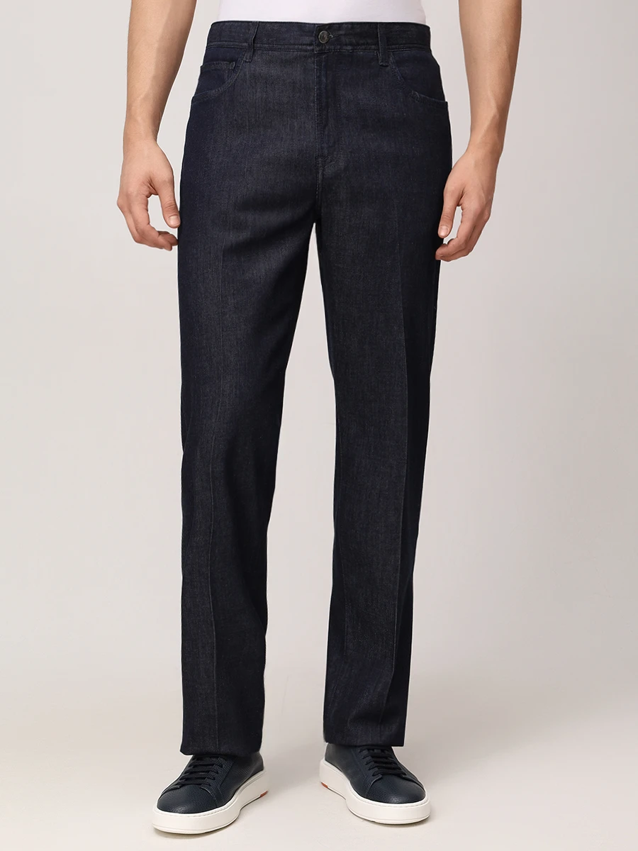 Джинсы Regular Fit из хлопка и лиоцелла CANALI PX01198/91737/301 Темно- Синий  Фото 4