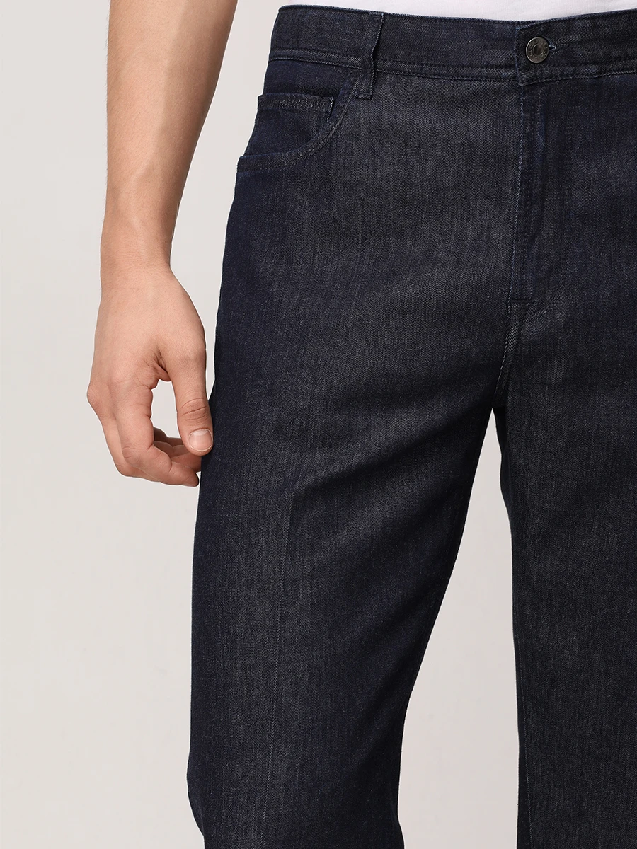 Джинсы Regular Fit из хлопка и лиоцелла CANALI PX01198/91737/301 Темно- Синий  Фото 5