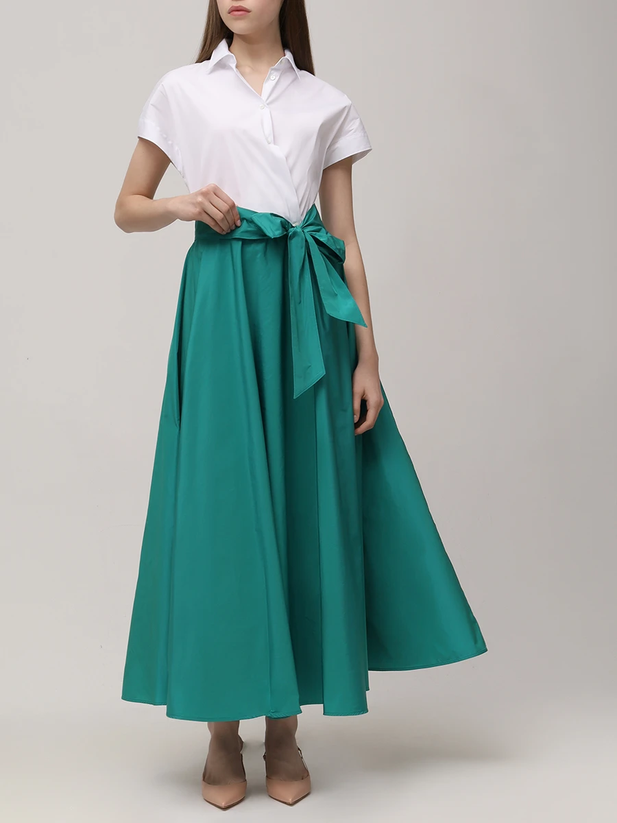 Платье комбинированное SARA ROKA S1Q1375 SD50419 Зеленый  Фото 2