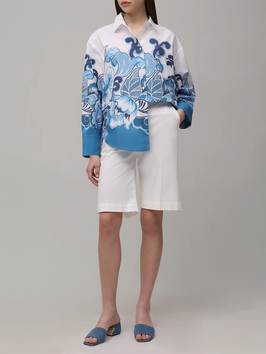 

Блуза хлопковая, Синий, S1A1297 SA11725