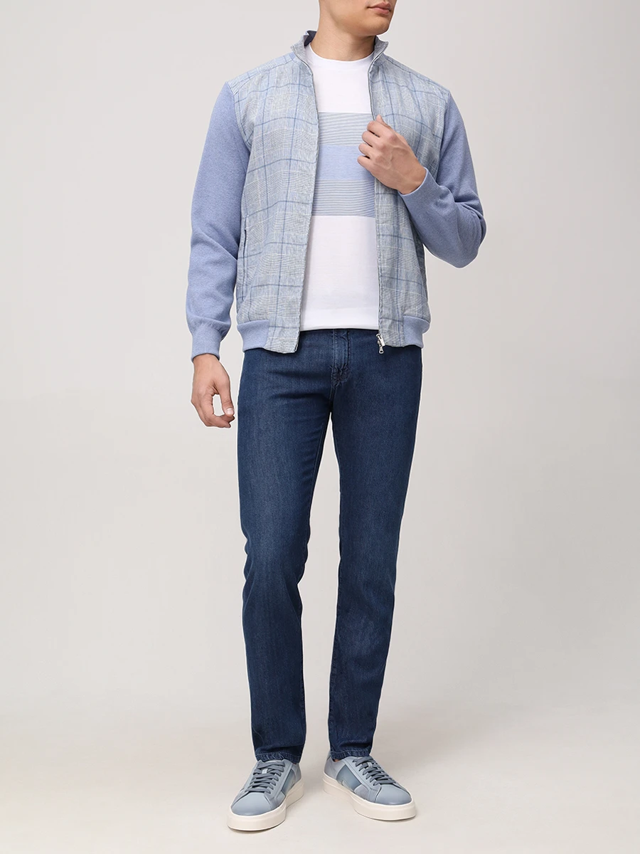 Джинсы Slim Fit из хлопка и лиоцелла PAUL & SHARK 25414143/J02 Синий  Фото 2