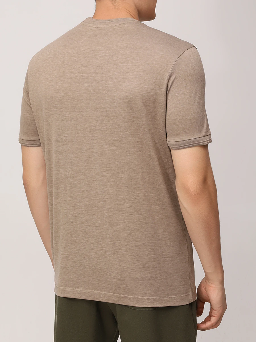 Футболка из хлопка и шелка PAUL & SHARK 25411008/816 Бежевый  Фото 3