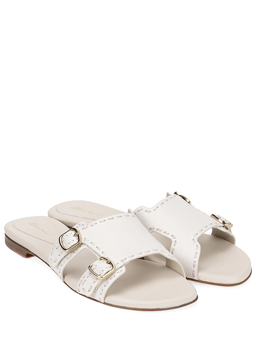 Шлепанцы кожаные SANTONI WHPG71461HA1TWKAI48 Кремовый  Фото 2