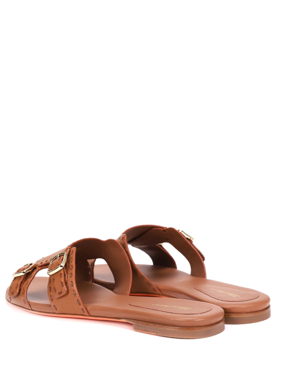 Шлепанцы кожаные SANTONI WHPG71461HA1TWKAM40 Коричневый  Фото 4