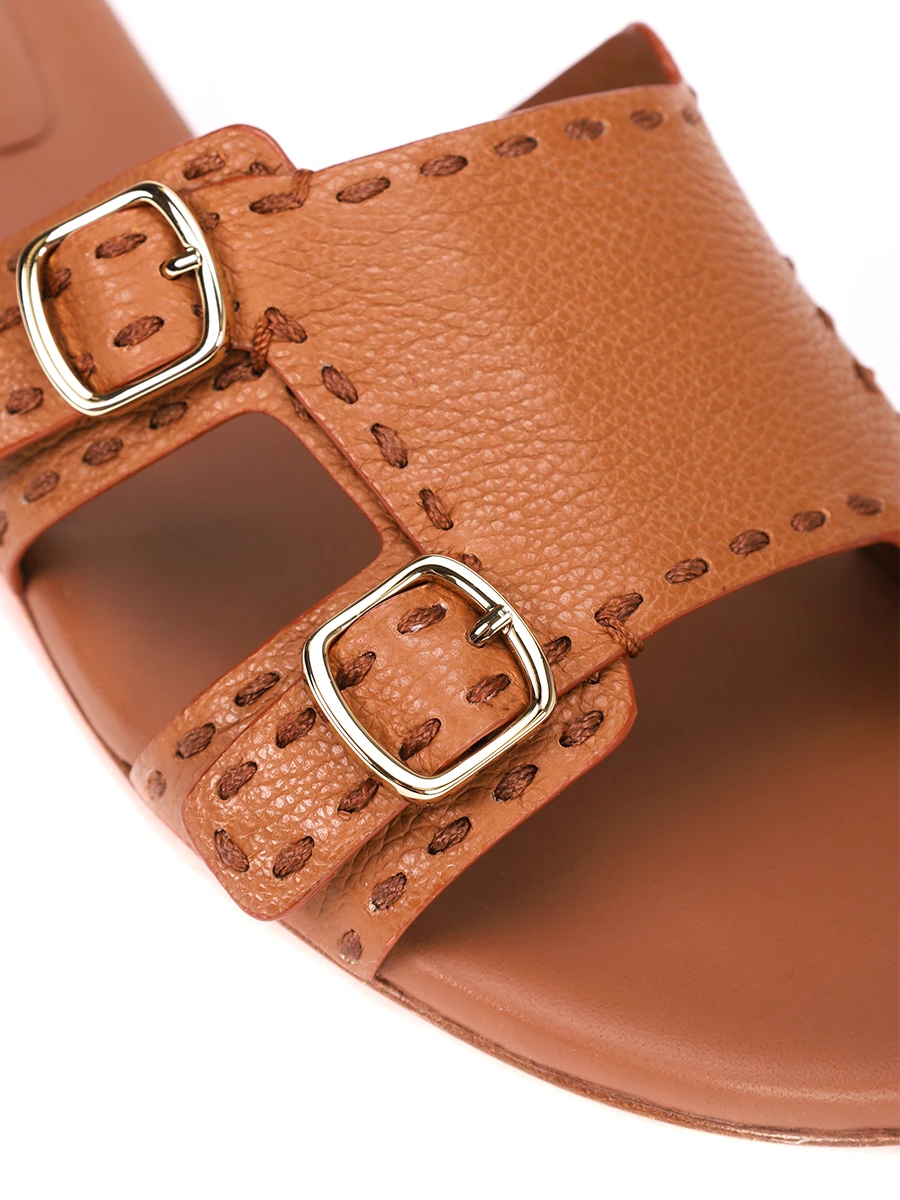 Шлепанцы кожаные SANTONI WHPG71461HA1TWKAM40 Коричневый  Фото 5