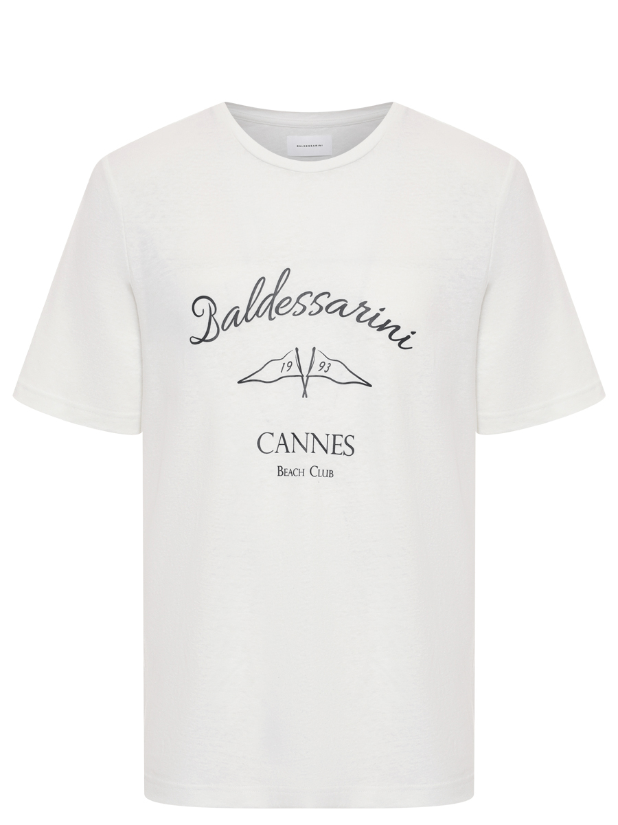 Футболка из хлопка и льна BALDESSARINI 20084.5283/1023 Белый 