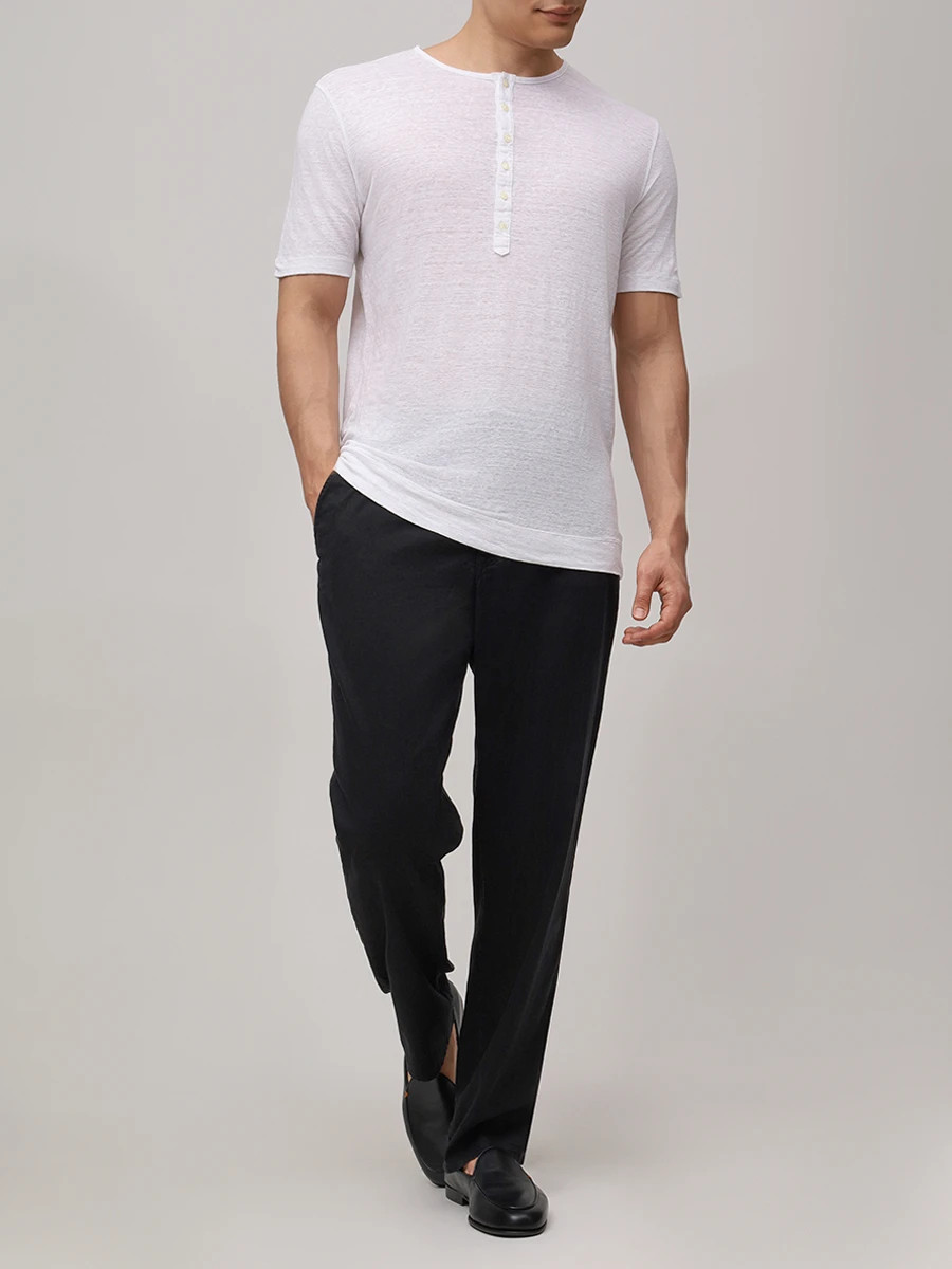 

Брюки из хлопка и льна, Черный, 16849.2266/9301