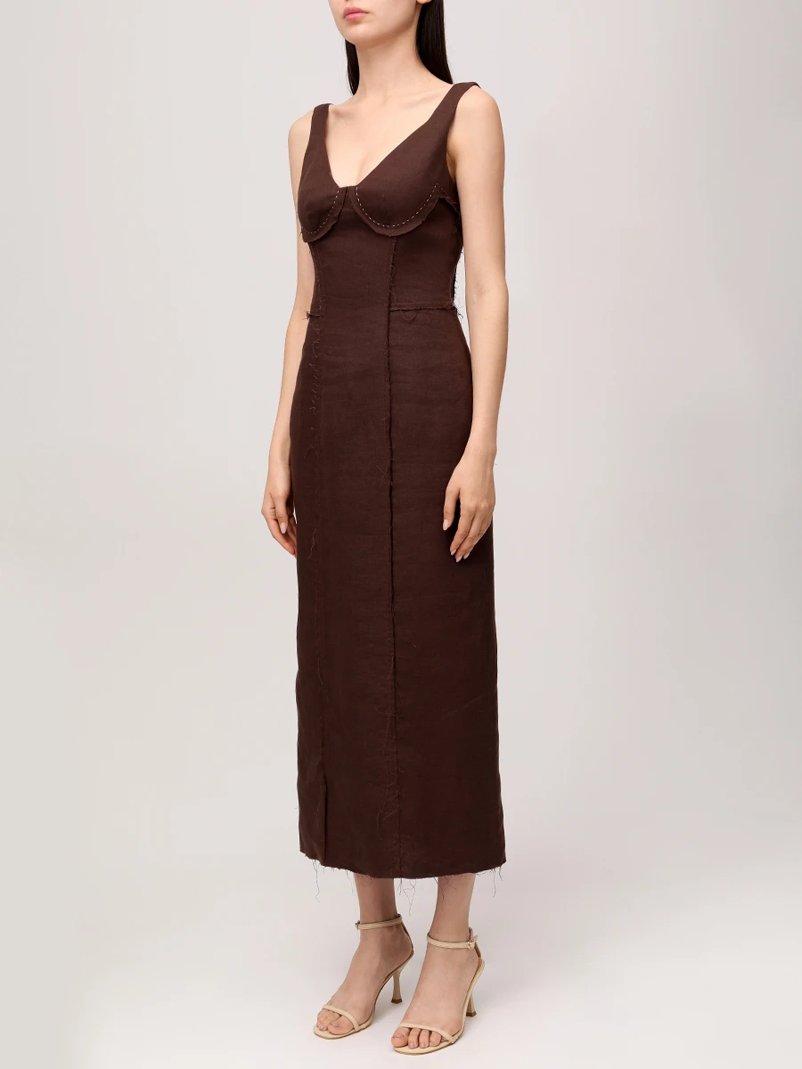 

Сарафан льняной, Коричневый, MM.D056.4000.308 Шоколадный