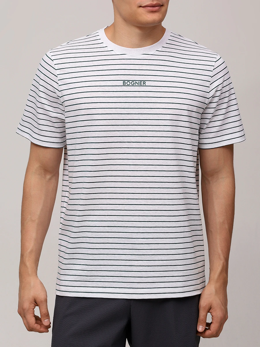 Футболка из хлопка и льна Kosmo BOGNER 58189486/S24 KOSMO1 Зеленый  Фото 4