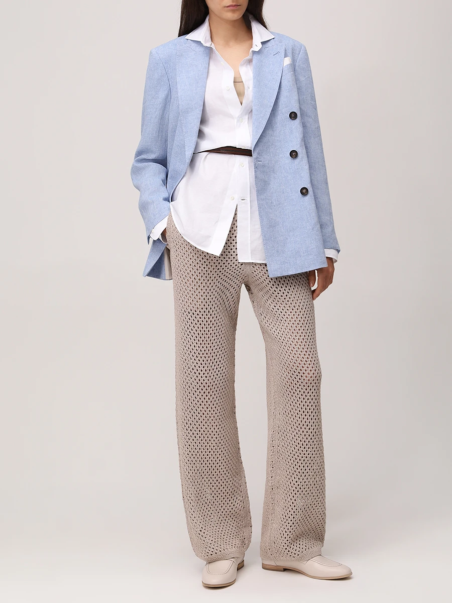 Майка хлопковая BRUNELLO CUCINELLI MG902FP100 C2910 Бежевый  Фото 2