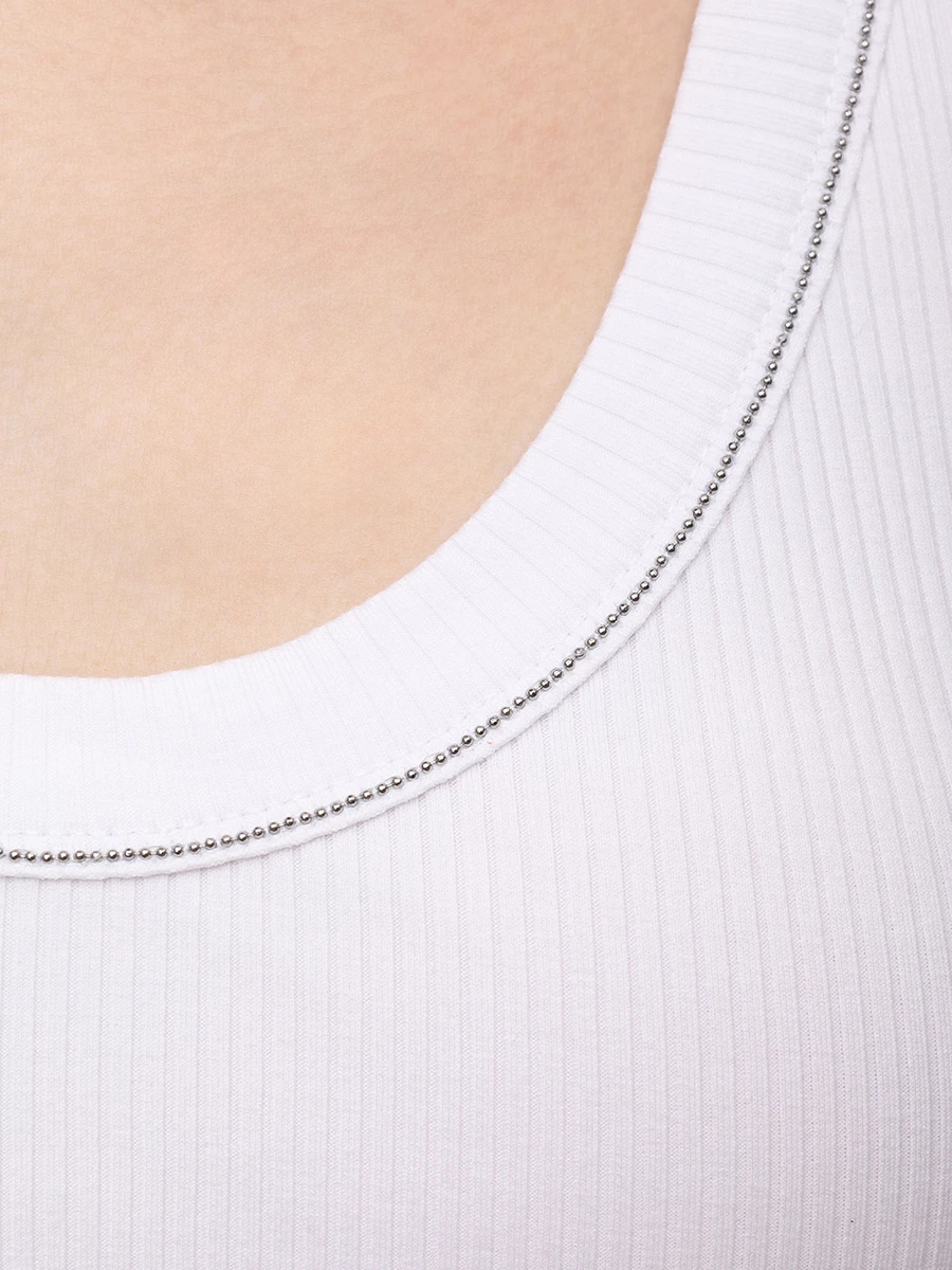 Майка хлопковая BRUNELLO CUCINELLI MG902FP100 C159 Белый  Фото 6