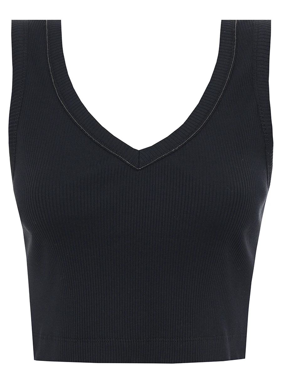 Топ хлопковый BRUNELLO CUCINELLI MG902FP102 C101 Черный 