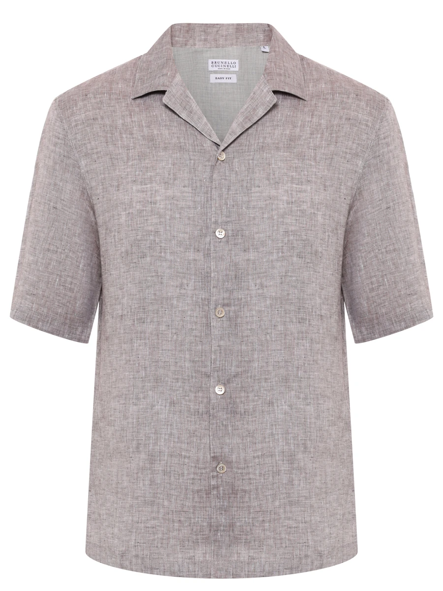 Рубашка Regular Fit льняная BRUNELLO CUCINELLI MM6840615 C115 Коричневый 