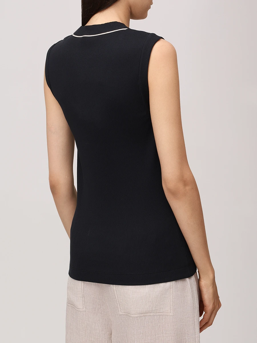 Топ хлопковый BRUNELLO CUCINELLI MG902FP312 CDW23 Черный  Фото 3