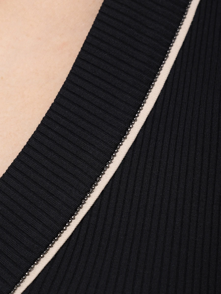 Топ хлопковый BRUNELLO CUCINELLI MG902FP312 CDW23 Черный  Фото 6