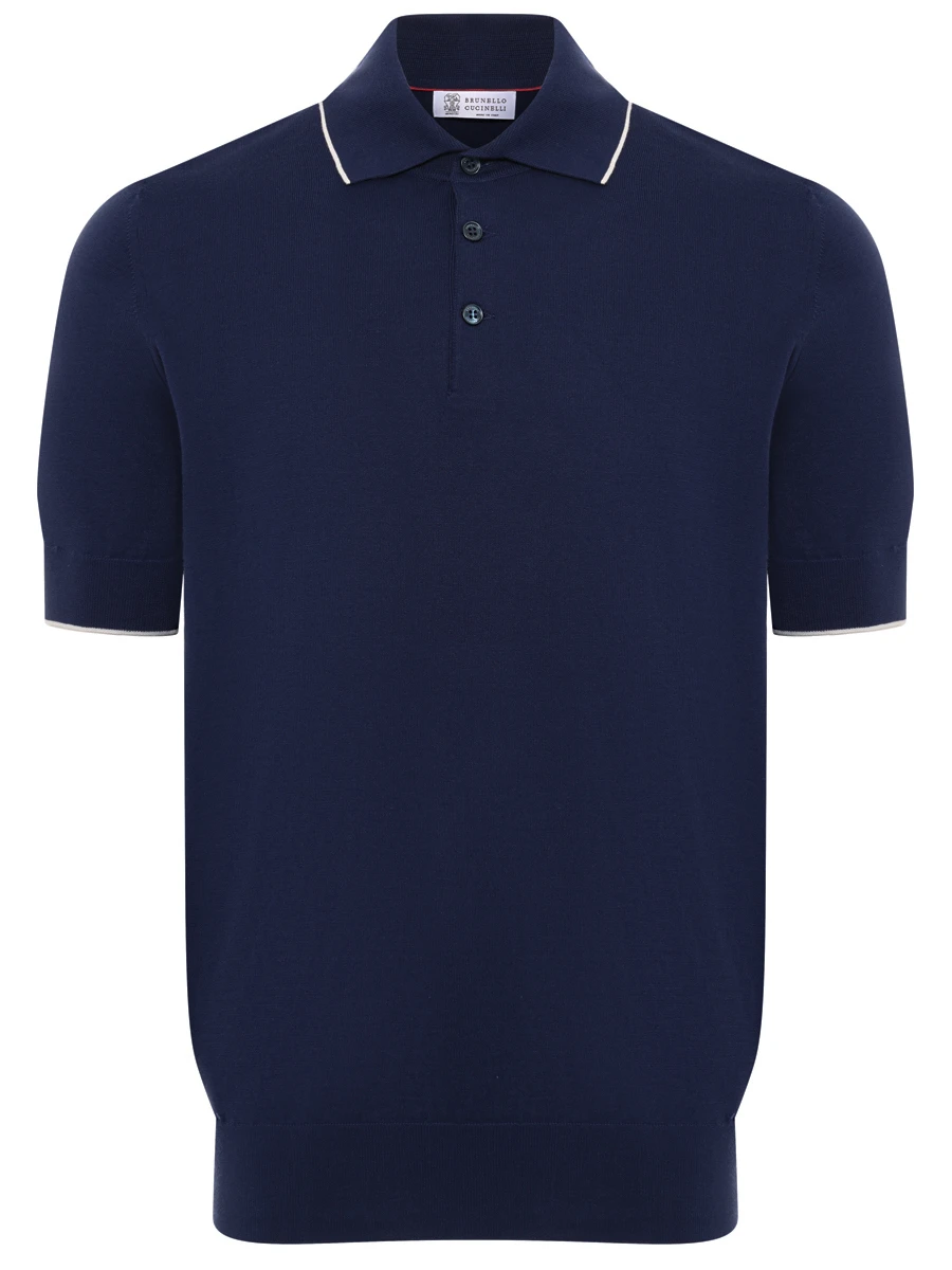 Поло хлопковое BRUNELLO CUCINELLI M29805205 CGJ25 Синий 