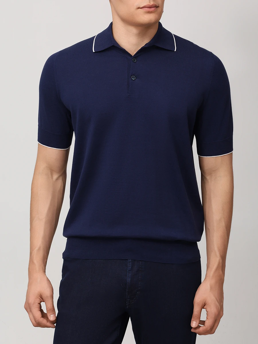 Поло хлопковое BRUNELLO CUCINELLI M29805205 CGJ25 Синий  Фото 4