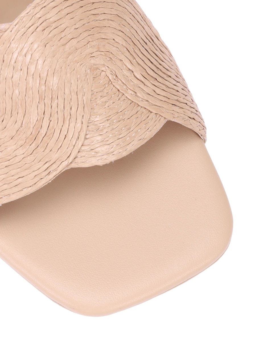 

Мюли из кожи и рафии, Бежевый, SD3385RF1631