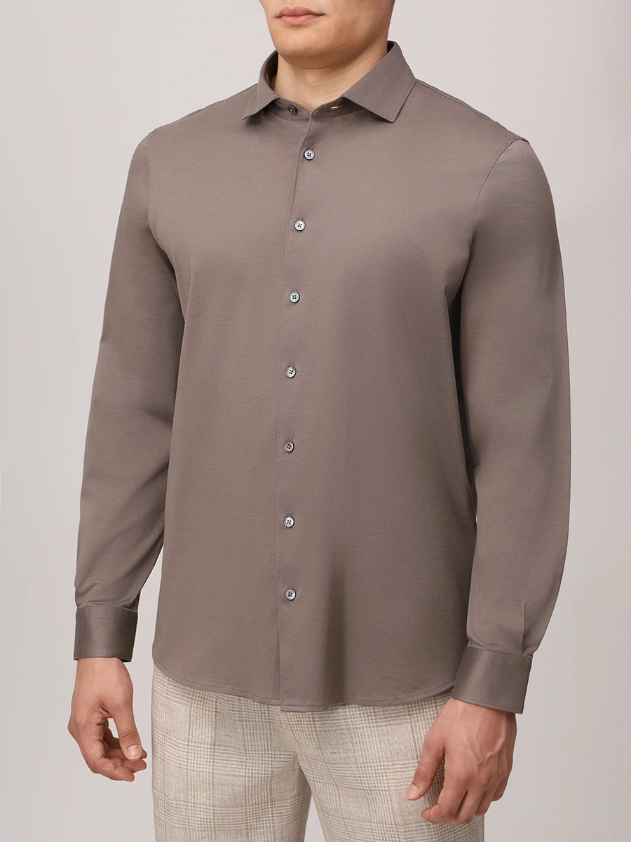 Рубашка Slim Fit хлопковая GRAN  SASSO 60120/74201/171 Темно- Коричневый  Фото 4